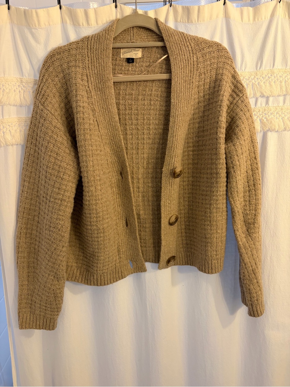 Universal Thread Tan Waffle-Knit Button Cardigan